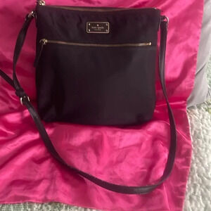 Kate Spade Canvas Black Crossbody Has some Fraying on the handle otherwise EUC